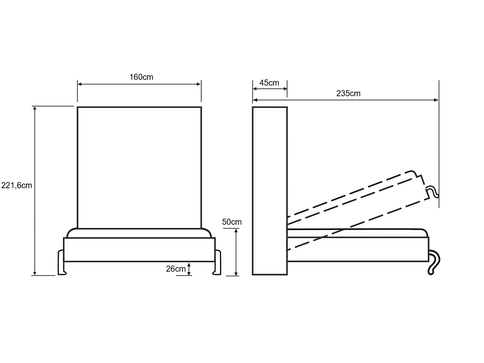 Letto a scomparsa 140x200 Verticale (Standard profondità 45 cm) Bianco / Rovere Selvatico picture 11