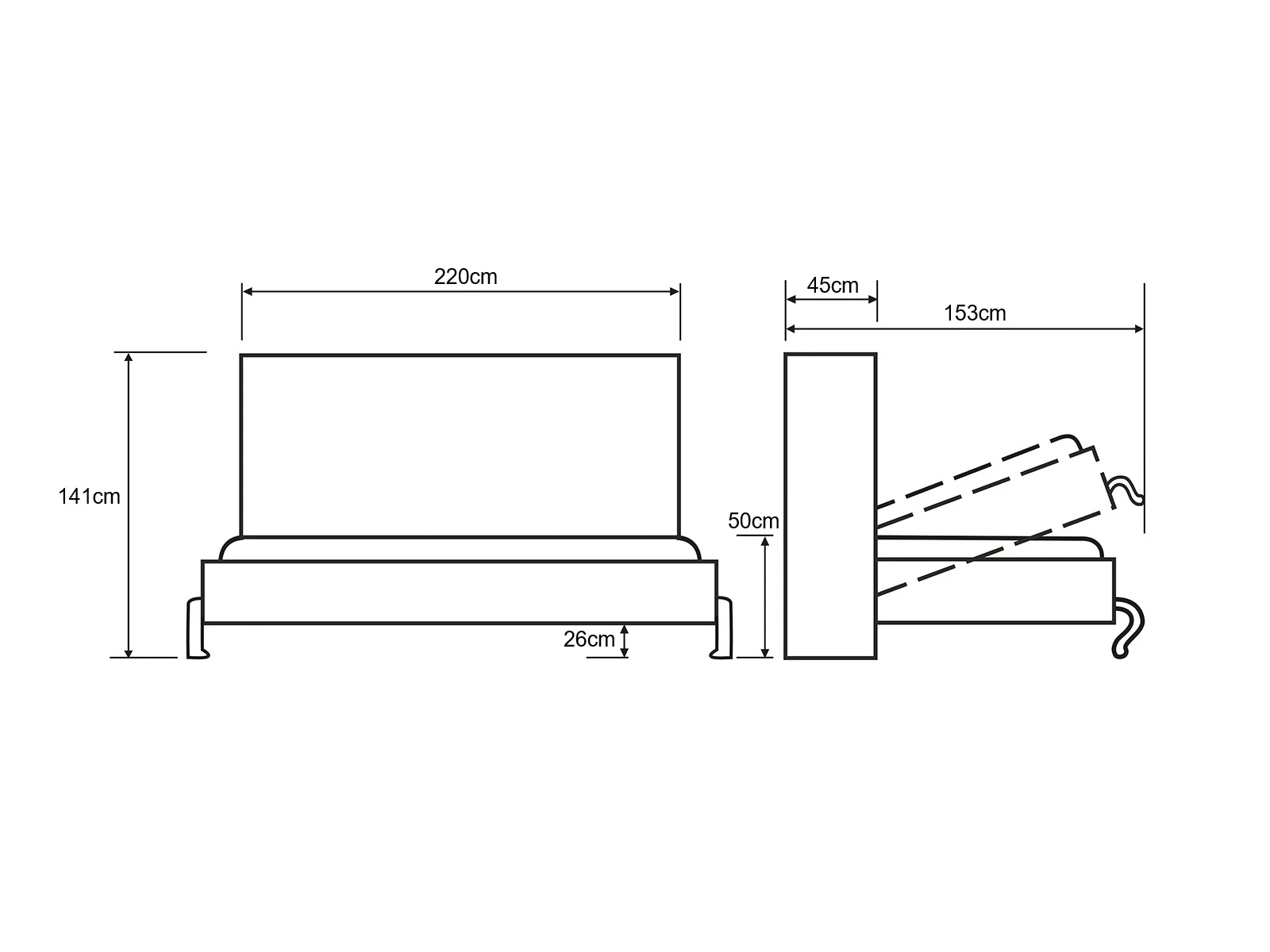 Letto a scomparsa 120x200 Orizzontale (Standard 45 cm profondità) Rovere selvatico / Antracite picture 13