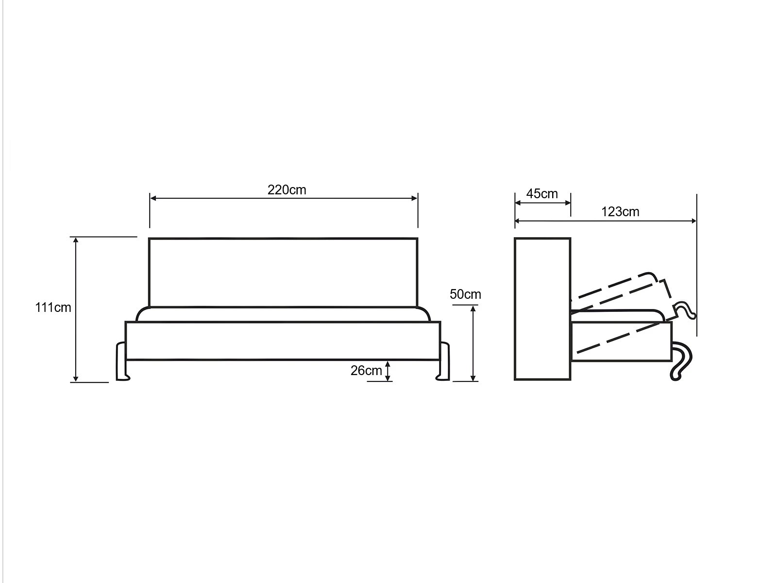 Letto a scomparsa 90x200 Orizzontale (profondità Standard 45 cm) Bianco / Bianco lucido picture 11