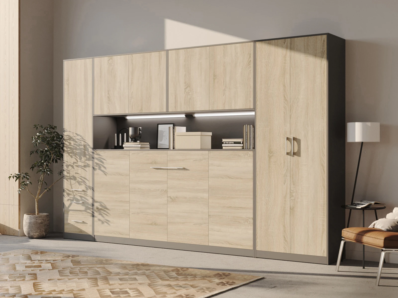 Armadio a muro con 2 porte Antracite / Rovere Sonoma picture 4