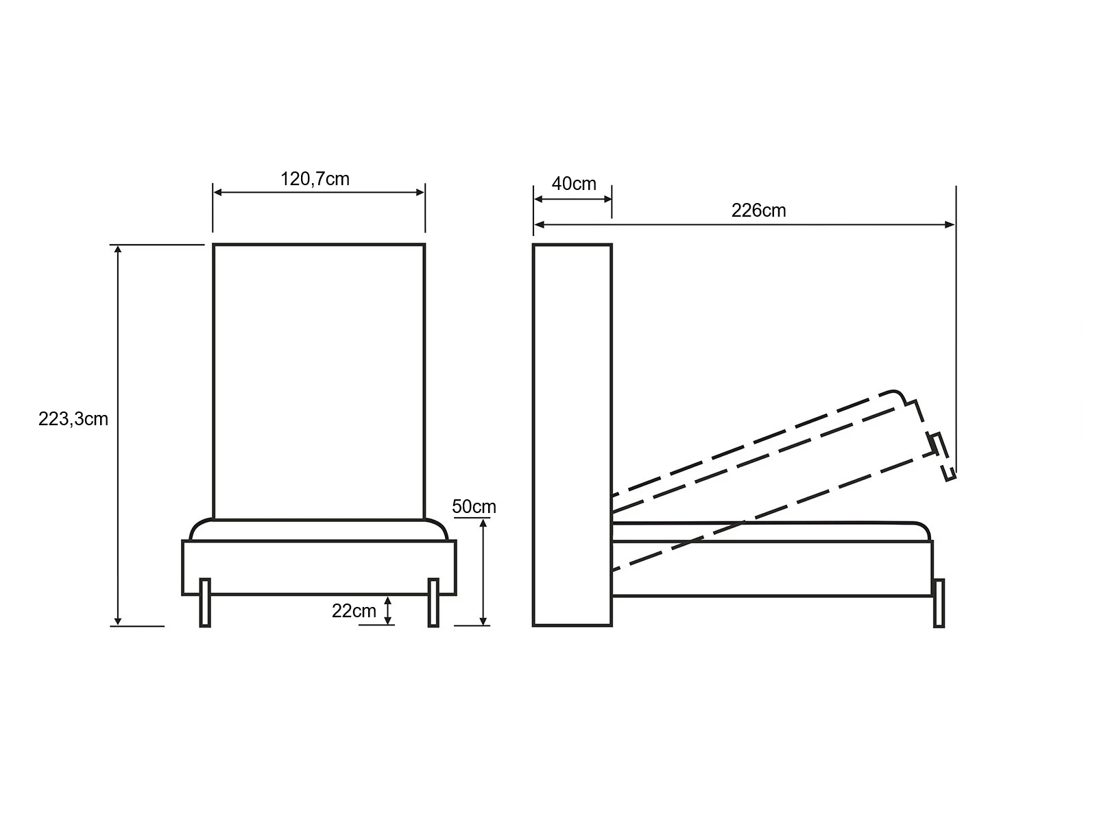 Letto a scomparsa 100x200 Verticale (Classic profondità 40 cm) Bianco / Bianco lucido picture 9