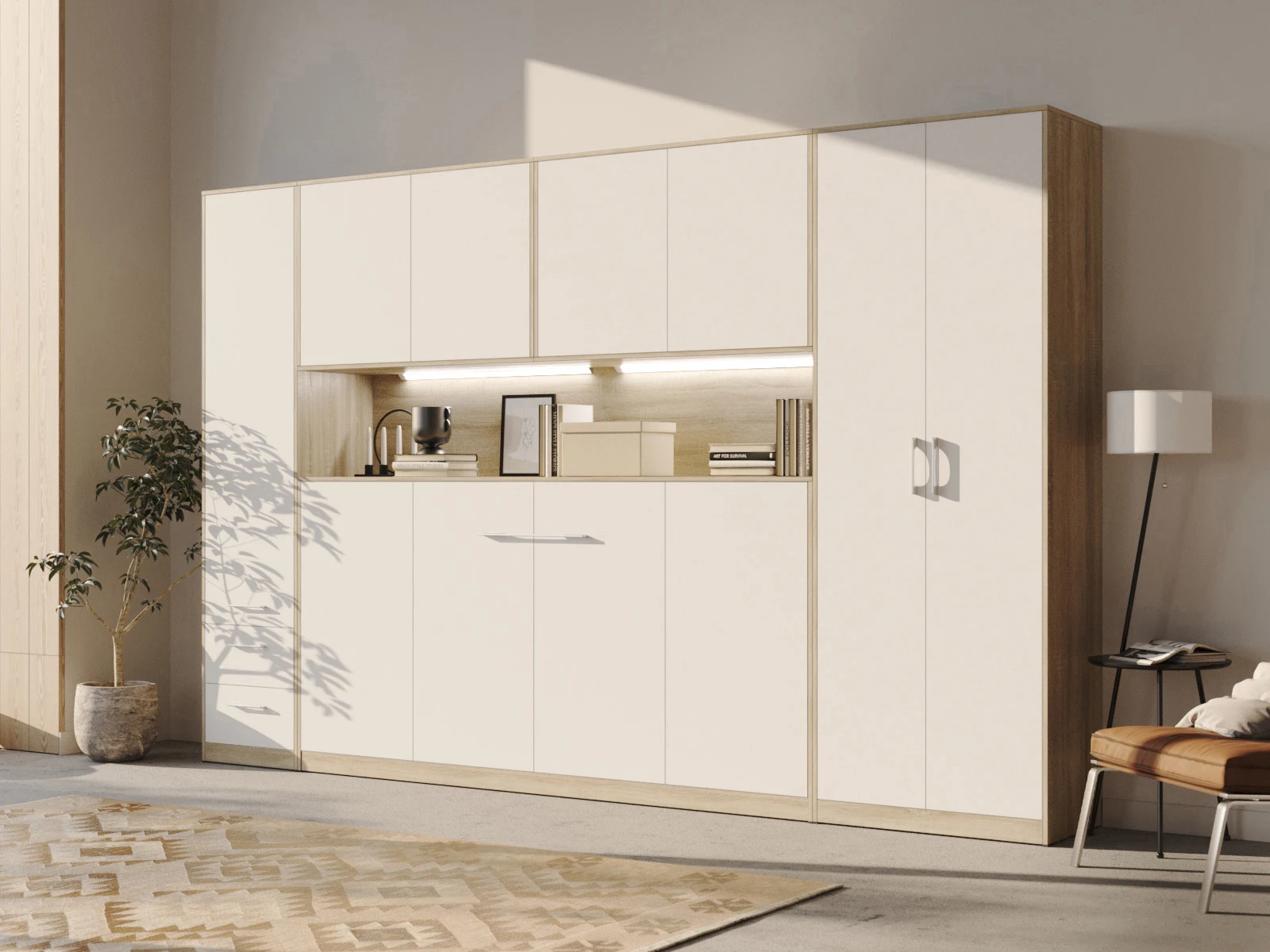 Armadio a muro con 2 porte Rovere Sonoma / Bianco picture 4