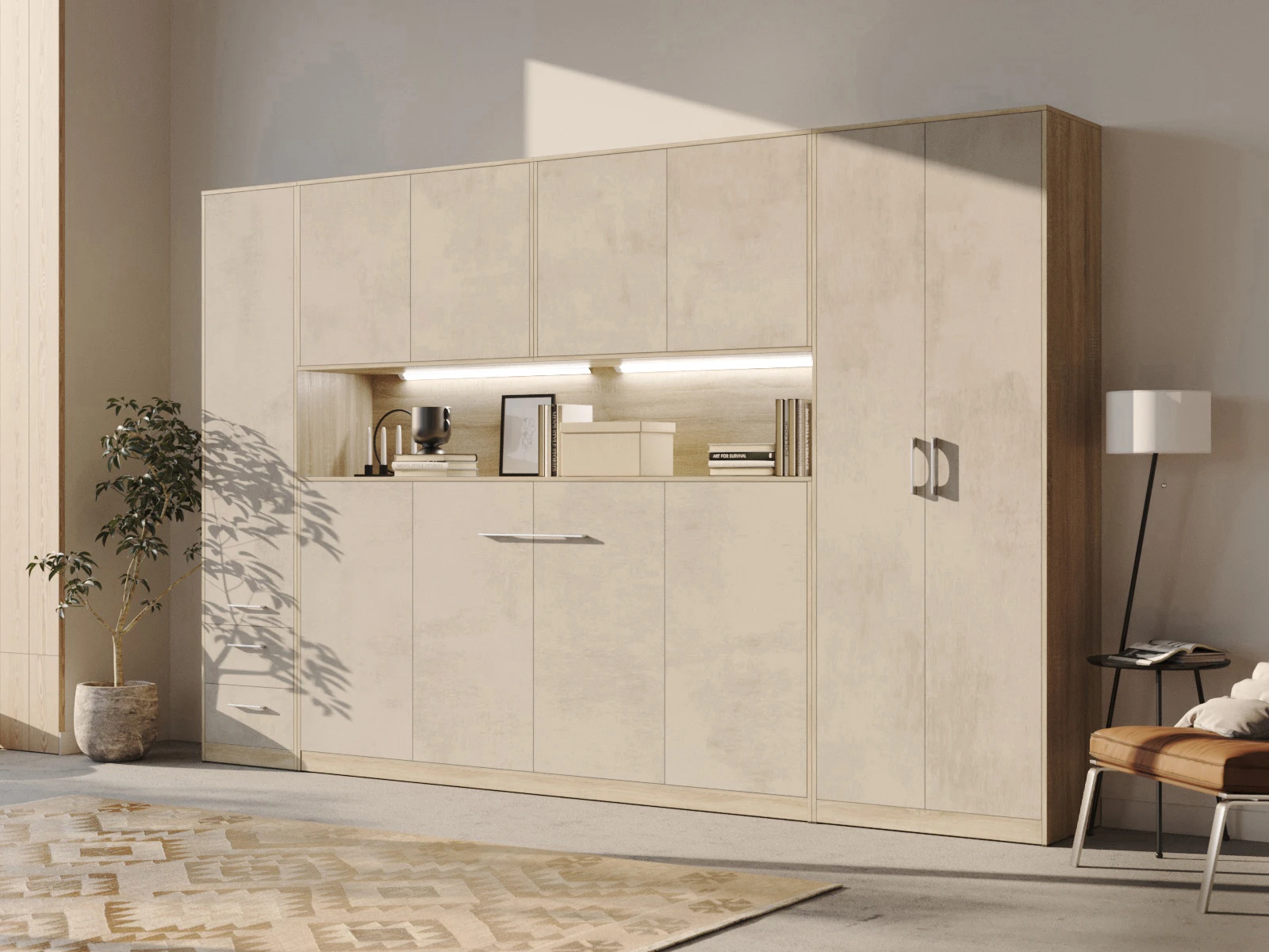 Armadio a muro con 2 porte Rovere Sonoma / Cemento picture 4